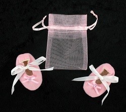 粉色迷你婴儿装饰鞋带礼品袋 - 12双装