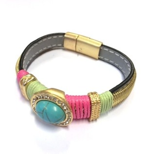 豪华伊比萨风格手链（灰色/绿色/青绿色）