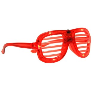 带 LED 灯的 SHUTTER SHADES 百叶窗发光眼镜 - 颜色：红色 (12件装)