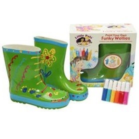 FUNKY WELLIES - DIY儿童涂鸦雨靴 - 绿色 / 尺码: 26