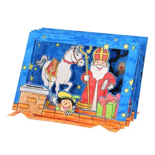 圣尼古拉斯 (Sinterklaas) 3D 透视创意折纸填色卡制作套装 (12件装)