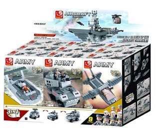 Sluban 陆战航母九合一 M38-B0537 积木玩具 (1个展示盒 / 9套)