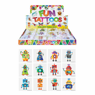 FUN TATTOO'S 趣味纹身贴 - 机器人款，每包12张 展示盒装 (48包)