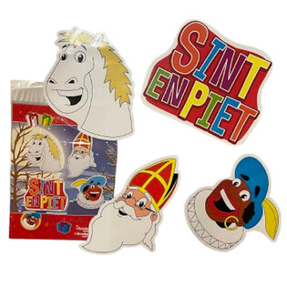 SINTERKLAAS SINT & PIET - 4件套双面圣尼古拉斯装饰立牌组合 (6套入)