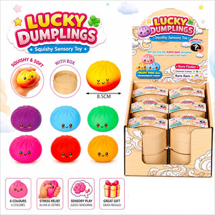 RAGE - LUCKY DUMPLINGS - 慢回弹捏捏乐大包子 8.5 x 8.5 x 4.8 厘米 - 展示盒装 (12个装)