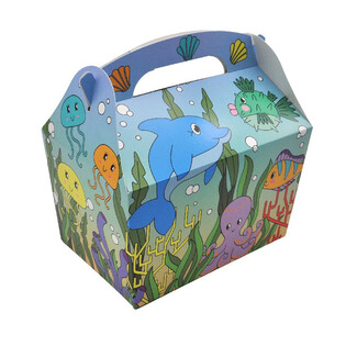 儿童套餐礼盒：海洋生物主题 - 规格 18.5x12x19 厘米 - 食品盒/儿童盒 (24个装)